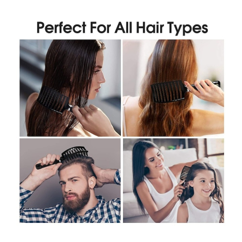 Perie de par, peri de mistret si nylon, curbata, design ergonomic, pentru descurcarea parului, negru, 24.5 x 6.5 cm [13]