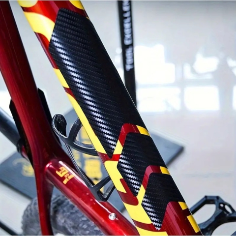 Set 20 autocolante pentru bicicleta, lipire pe cadru, protectie impotriva zgarieturilor, dimensiuni si forme diferite, negru [9]
