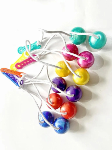 Set 2 bile clackers, jucarie interactiva, plastic, antistres, pentru copii, 4 cm, galben [3]