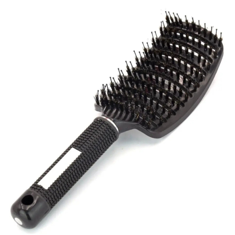 Perii păr - Perie de par, peri de mistret si nylon, curbata, design ergonomic, pentru descurcarea parului, negru, 24.5 x 6.5 cm