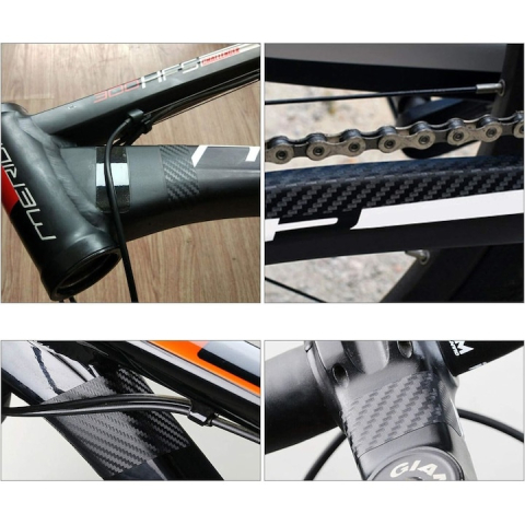 Set 20 autocolante pentru bicicleta, lipire pe cadru, protectie impotriva zgarieturilor, dimensiuni si forme diferite, negru [11]