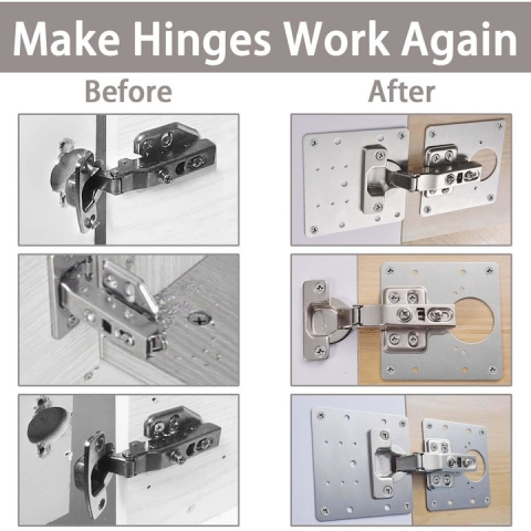 Set 4 placi pentru reparatii balamale, otel inoxidabil, suruburi incluse, 9 x 9 cm, argintiu [8]