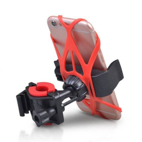 Suport telefon pentru biciclete/motociclete, bretele din silicon, ajustabil, rotire 360°, rosu [11]