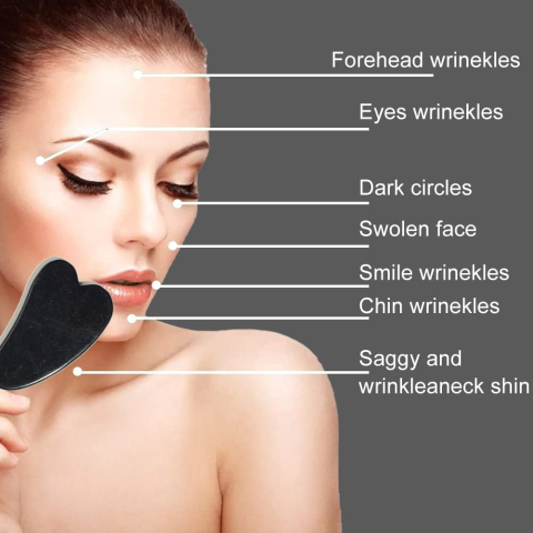 Placuta Masaj Gua Sha Dactylion, Piatra Naturala Neagra, 7x4.5 cm, Instrument Anti-Imbatranire Fata si Corp [6]