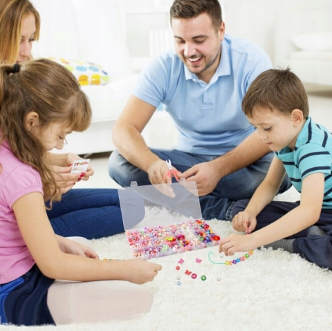 Set 900 margele pentru realizare bratari, coronite, coliere, bijuterii, diverse modele, 26 x 13.5 x 2.5 cm, multicolor [10]