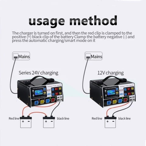 Redresor auto, multifunctional, afisaj LCD, 12V/24V, 140v-250v, negru [2]