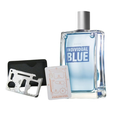 Set Ingrijire femei - Set apa de toaleta Individual Blue 100 ml si card multifunctional Dactylion, de supravietuire, otel inoxidabil