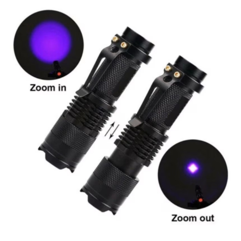 Lanterna UV 395nm compacta cu zoom, verificare bancnote, metal, antialunecare, alimentare AA sau 14500, negru [1]