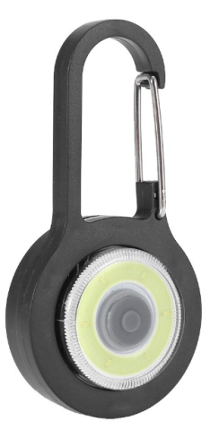 Dispozitiv iluminare portabil cu prindere carabiniera, LED alb, 3 functii lumina, negru, 8x4 cm [2]