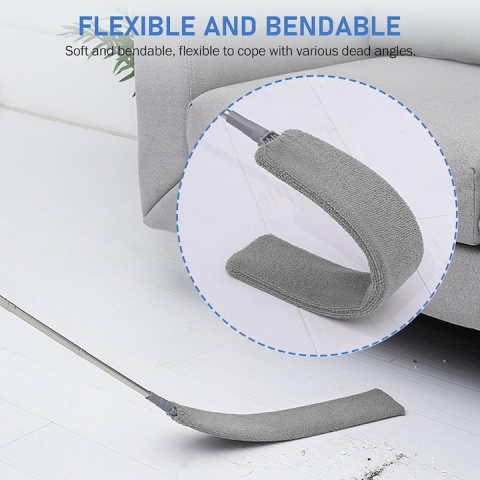 Set pamatuf pentru praf cu maner telescopic extensibil, 3 capete din microfibra lavabila, flexibil, pentru mobilier, tavan, aer conditionat si spatii greu accesibile, gri, 83-250 cm [6]