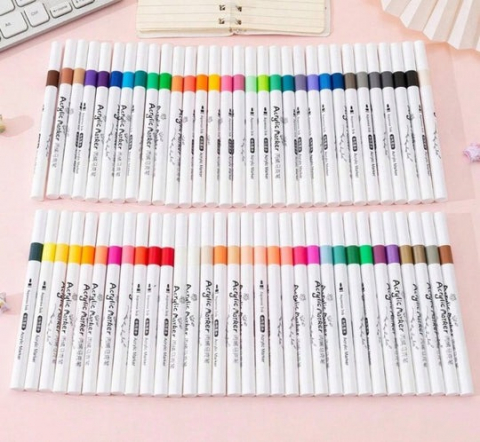 Set 80 markere acrilice, pentru hartie, sticla, piatra, lemn, panza, textile, uscare rapida, multicolor [4]