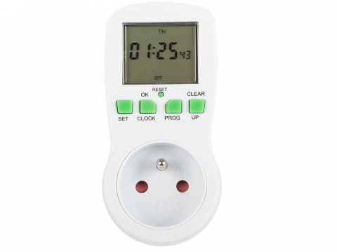 ELECTRONICE - Priza digitala, programabila, ecran LCD, afisaj data, ora, cronometru, alb