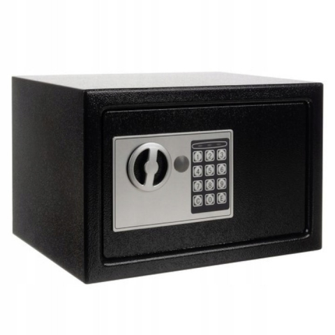 CASA & GRADINA - Seif metalic, electronic, 20 x 31 x 20 cm, set 2 chei si accesorii incluse, negru