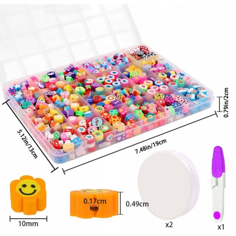 Set creatie bijuterii pentru copii, bratari, cercei, coliere, 480 margele, 24 modele, 2 role snur, 13 x 19 x 2 cm, multicolor [9]