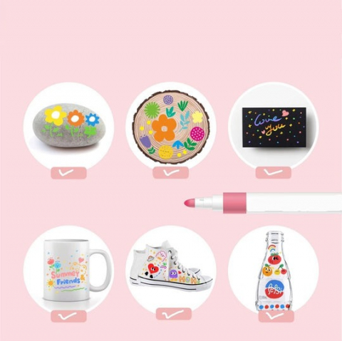 Set 80 markere acrilice, pentru hartie, sticla, piatra, lemn, panza, textile, uscare rapida, multicolor [3]