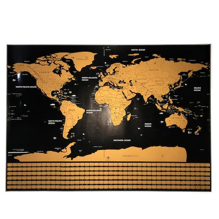 Jucării Interactive - Harta razuibila a lumii pentru copii si pasionati de calatorii,82x59 cm - Multicolor