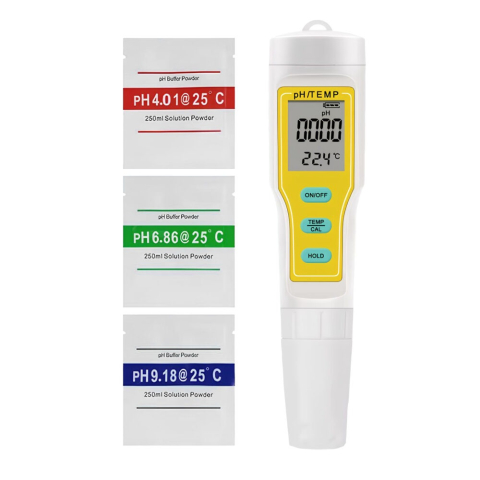 Testere apa - Tester apa, 2 in 1, temperatura si pH, solutii de calibrare incluse, alb/galben