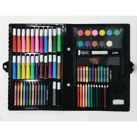 JOCURI ȘI JUCĂRII - Set pictat si desen, 86 piese, gentuta depozitare tip valiza, 33.5 x 3.5 x 27 cm – complet, colorat si ideal pentru copii pasionati de arta