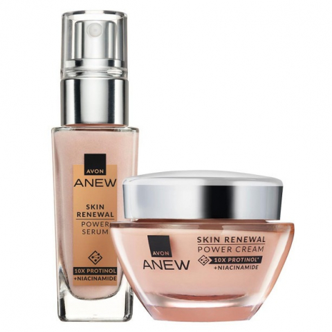 Tratamente faciale - Set Anew Power, crema de fata 50 ml si ser de fata 30 ml, de 10 ori mai mult protinol, Avon
