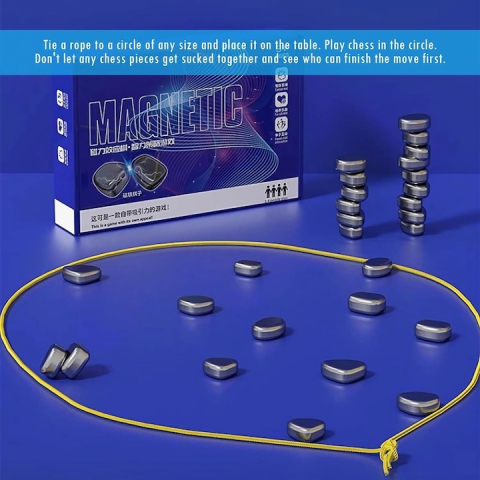 Joc educativ pentru copii, 20 magneti, sfoara, cutie depozitare, 8 ani+, 16 x 11 x 3 cm, albastru [6]