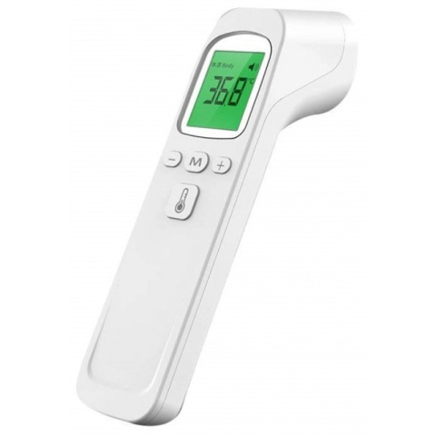 ELECTRONICE - Termometru digital cu infrarosu, fara contact, afisaj LCD iluminat, masurare rapida 1 secunda, alb