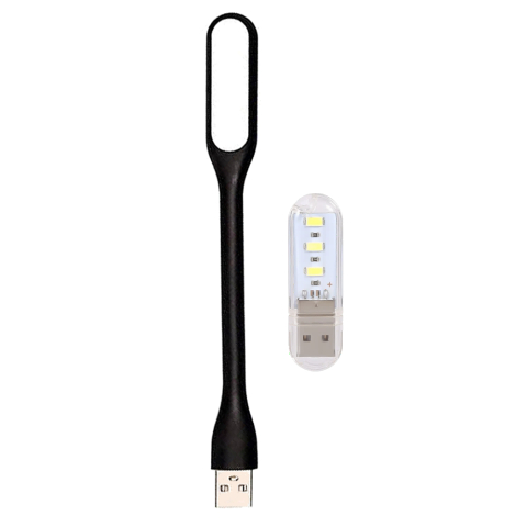 ELECTRONICE - Set 2 lampi LED USB portabile, lampa flexibila 1.5W neagra si mini lampa 3 LED 3W, 5V, lumina rece 6000K, compatibile laptop, PC, powerbank