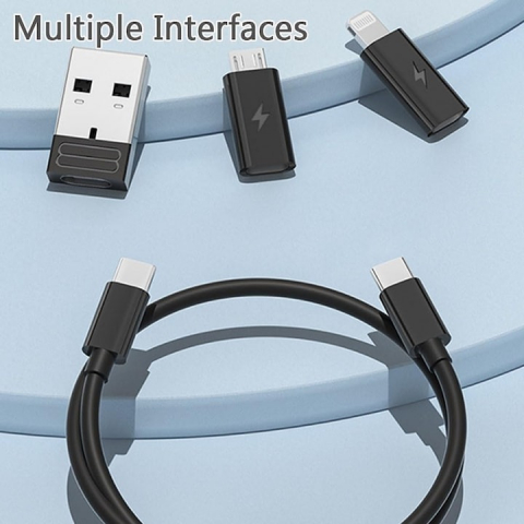 Set cabluri de date multifunctionale, adaptoare USB-C/Tip Lightning/USB-A/Micro-USB, portabil, cu oglinda, negru [9]