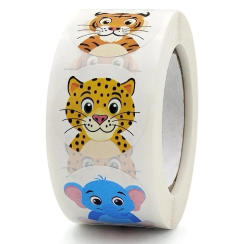 CASA & GRADINA - Set 500 etichete autoadezive, cu animale, pentru copii, 8 modele, 6 x 2.6 cm, multicolor, universale