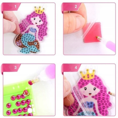 Set brelocuri cu diamante pentru copii, insecte, animale, 15 modele, accesorii incluse, multicolor [12]