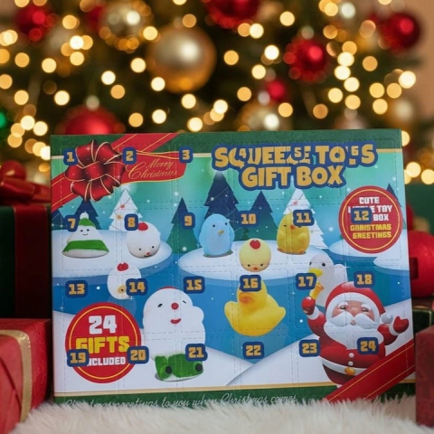 Calendar advent pentru copii, 24 jucarii squishy, antistres, 22.5 x 5 x 31 cm, multicolor [13]