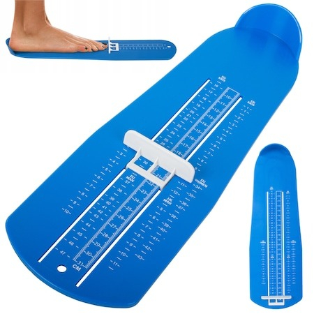 Accesorii incaltaminte - Dispozitiv de masurat talpa piciorului, marimi 16-47 cu ghid de transformare UK si EU, albastru