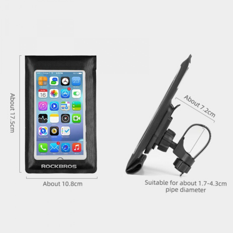 Husa de telefon pentru bicicleta, diagonala max 6", impermeabila, negru [1]