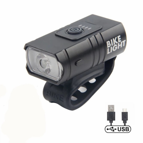Faruri LED - Far de bicicleta, model Bike Light, autonomie 4 ore, alimentare USB, rezistent la apa, indicator LED a bateriei