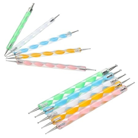Ustensile îngrijire unghii - Set 5 ustensile pentru unghii, aplicare diferite tipuri de decoratiuni, 14 cm
