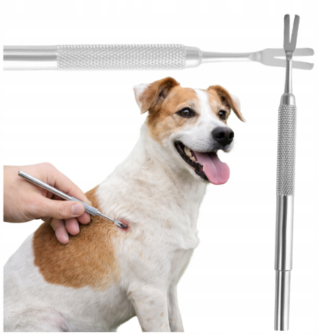 Unealta pentru indepartarea sigura a capuselor, metal, 12 cm, ideala pentru oameni si animale, argintiu [2]