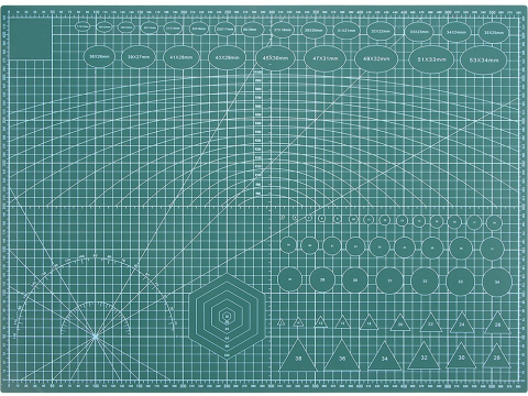 CASA & GRADINA - Placa pentru taiere precisa, modelare, fata-verso, cu auto-vindecare A2, 45 x 60 cm, scara clar vizibila, verde