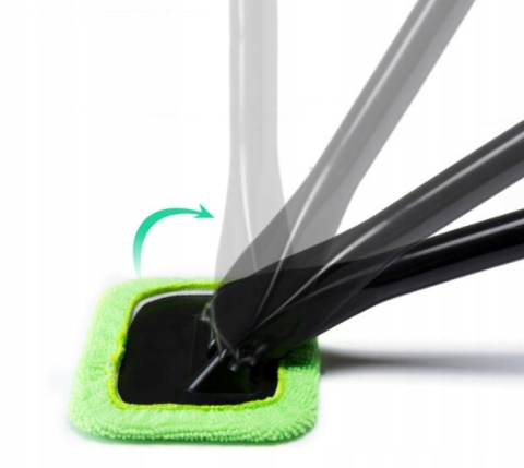 Stergator auto pentru parbriz, geamuri, din microfibra si plastic, laveta detasabila, maner ergonomic, verde [6]