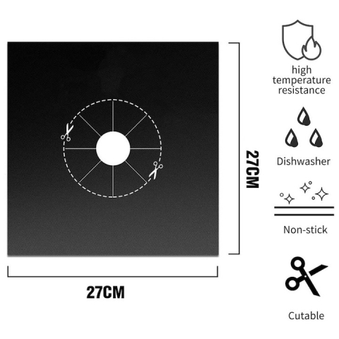 Set 6 folii detasabile de protectie pentru aragaz, din teflon - Negru [1]