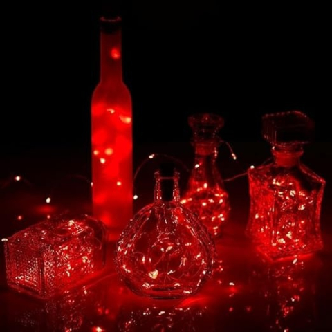 Instalatie de Craciun, 10 LED-uri, 1 m, baterii incluse, plastic/cupru, utilizare interior/exterior, iluminare pentru evenimente, rosu [2]