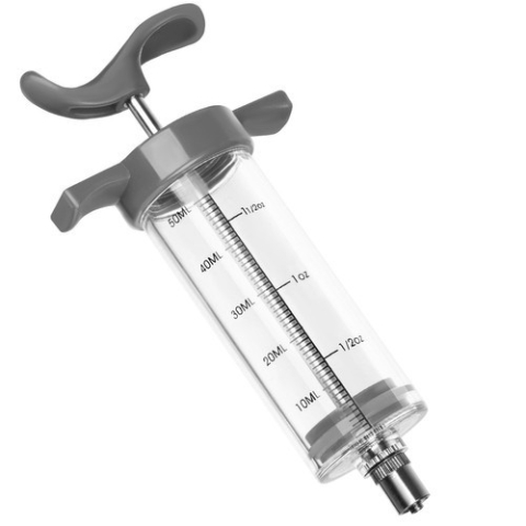 Seringa pentru injectare carne, 3 ace diferite, capacitate 50 ml, reutilizabila, gradata, plastic, otel inoxidabil, 7.7 x 23 x 3.5 cm, gri [12]