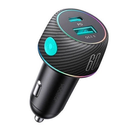 Încărcătoare auto - Incarcator auto, 1 x USB, 1 x USB-C, 60W, incarcare rapida, negru