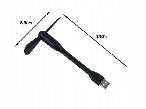 Mini ventilator din silicon, cu alimentare prin USB, portabil, brat flexibil, 14 x 8.5 cm, negru [2]