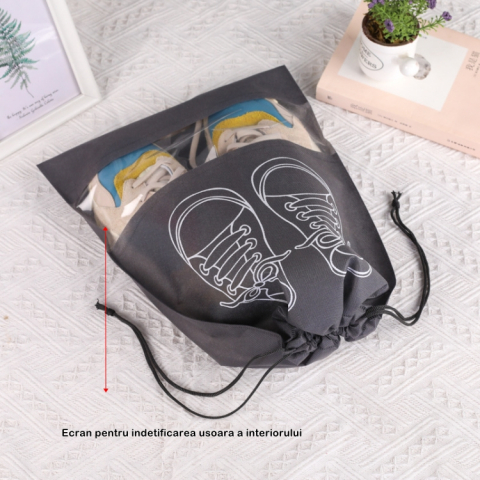 Sac organizator pantofi gri 36 x 27 cm, pentru calatorii si depozitare [1]