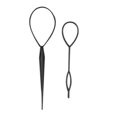 Set 2 accesorii pentru par, pentru impletire, plastic, negru [6]