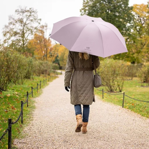 Umbrela pliabila, deschidere automata, diametru 96 cm, protectie UV 50, 8 spite, vinil/otel, roz [1]