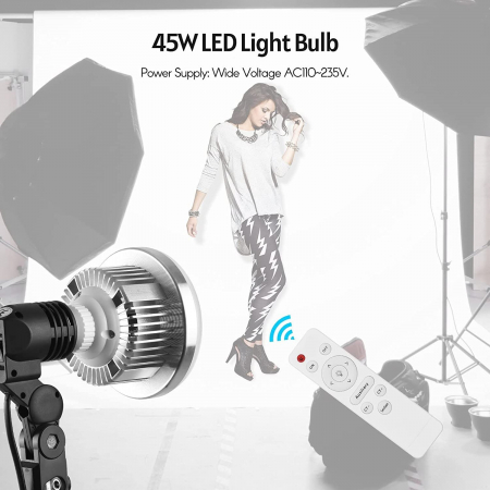 Bec foto LED 3 moduri de lumina,putere 45W,soclu E27 cu telecomanda control [5]