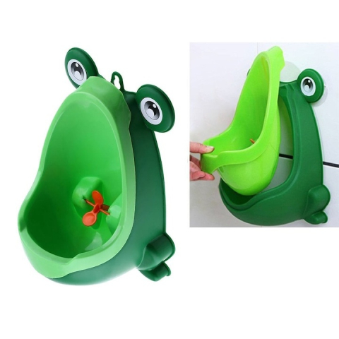 Olita tip pisoar, pentru copii, montare pe perete prin ventuze, plastic PP, model broasca, usor de curatat, 20.5 x 27.5 cm, verde [2]