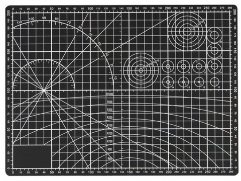 CASA & GRADINA - Placa pentru taiere precisa, modelare, fata-verso, cu auto-vindecare A4, 22 x 30 cm, scara clar vizibila, negru