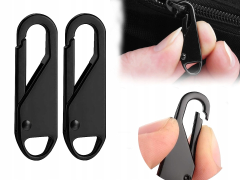Set 4 cheite metalice pentru fermoar, accesorii universale pentru reparatie valize, haine, rucsacuri, jachete si corturi, negru [8]