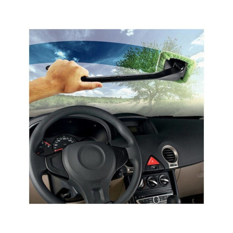 Stergator auto pentru parbriz, geamuri, din microfibra si plastic, laveta detasabila, maner ergonomic, verde [9]
